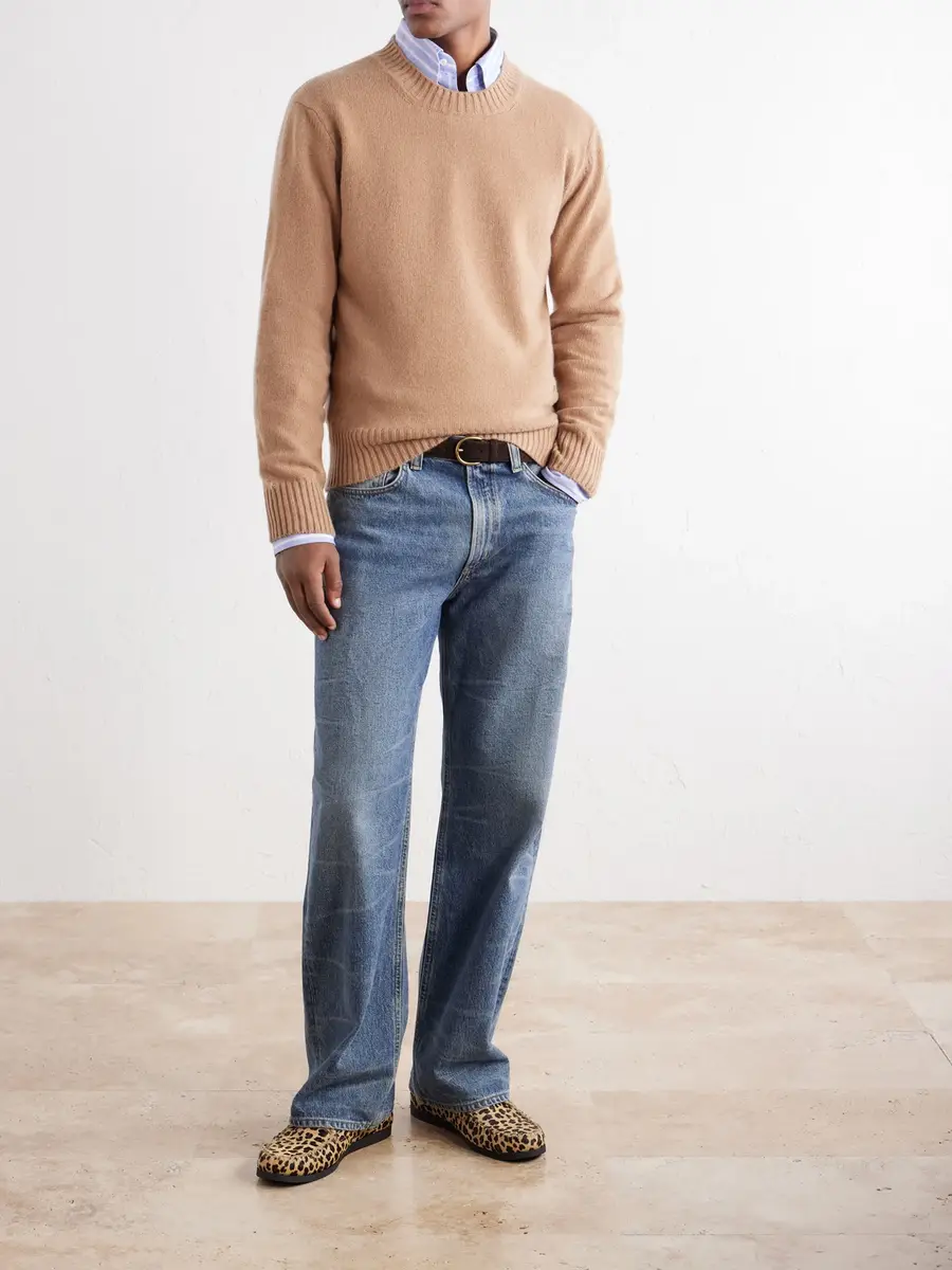 AMI PARIS Logo-Embroidered Cashmere and Wool-Blend Sweater - Men | Thumbnail 2