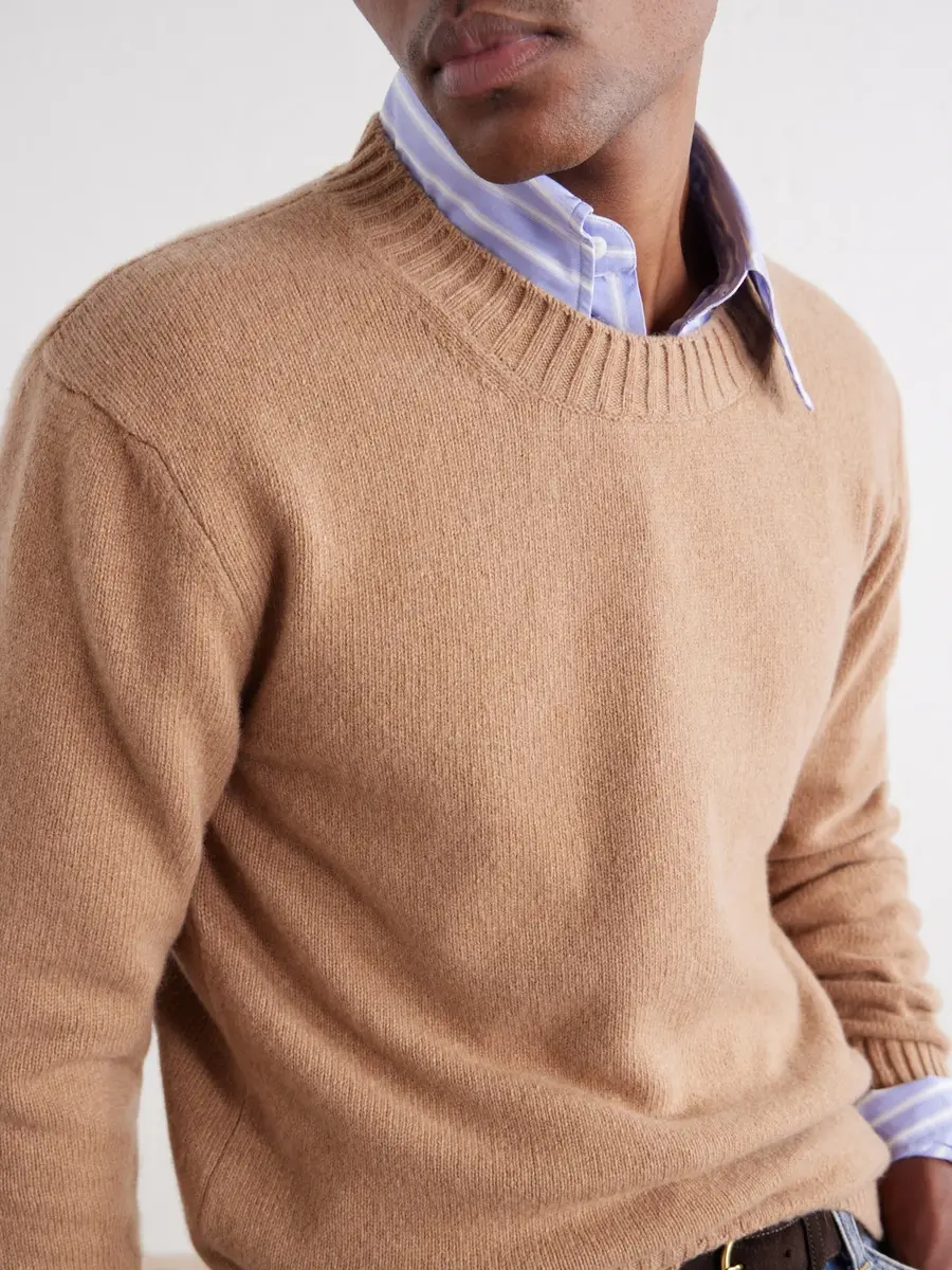 AMI PARIS Logo-Embroidered Cashmere and Wool-Blend Sweater - Men | Thumbnail 5