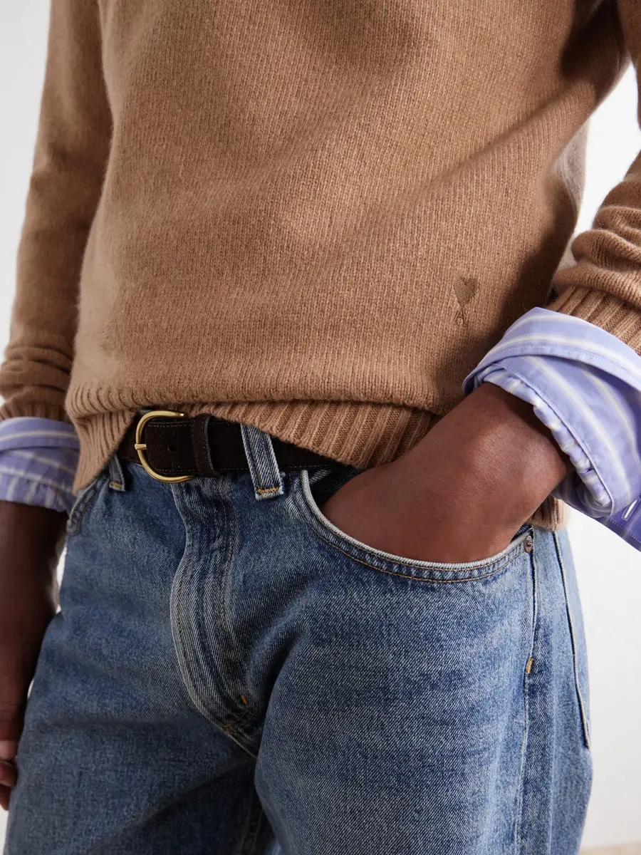 AMI PARIS Logo-Embroidered Cashmere and Wool-Blend Sweater - Men | Thumbnail 6