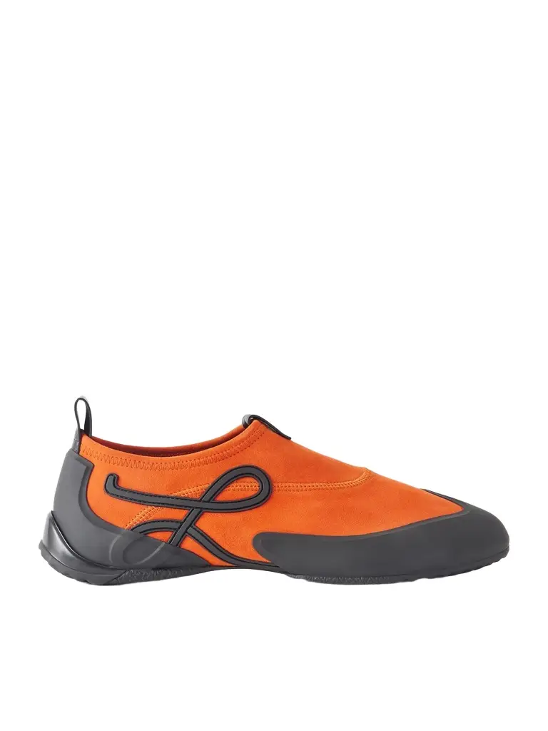 Loewe Grip Aqua Rubber-Trimmed Stretch Suede Sneakers - Men