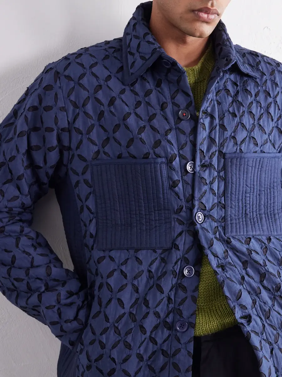 Kardo Wynton Cut-Out Padded Textured-Cotton Blouson Jacket - Men | Thumbnail 5