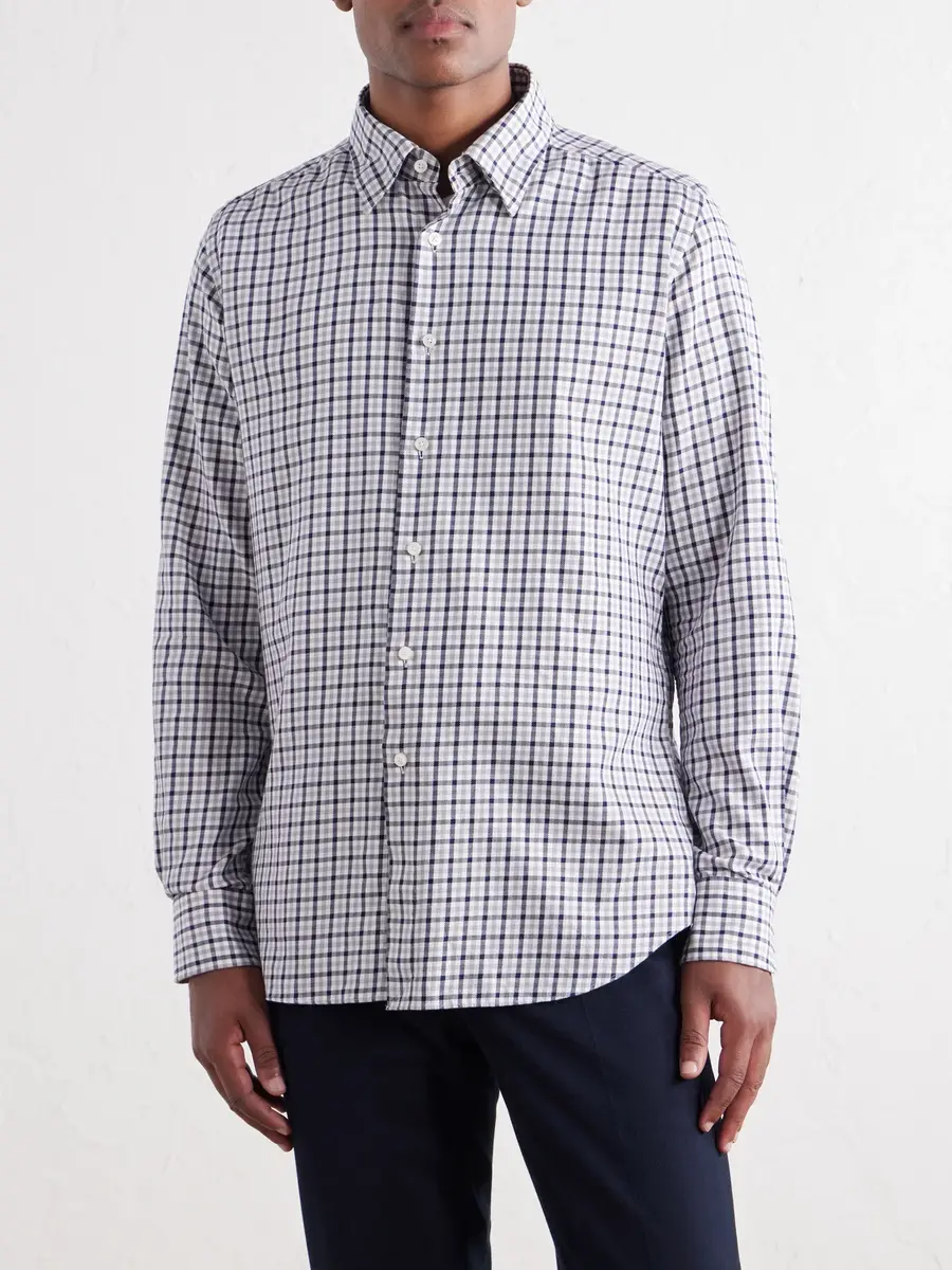Slowear Glanshirt Button-Down Collar Checked Cotton Shirt - Men | Thumbnail 3