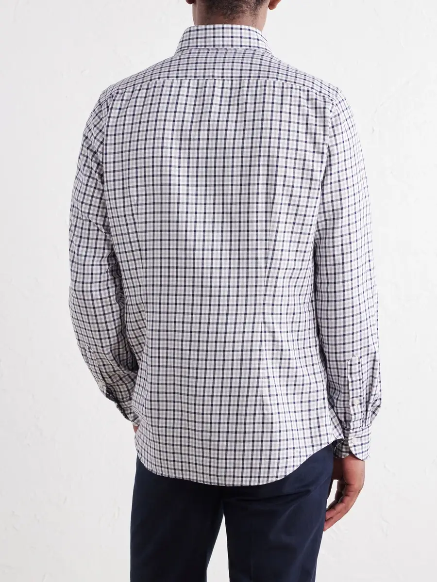 Slowear Glanshirt Button-Down Collar Checked Cotton Shirt - Men | Thumbnail 4