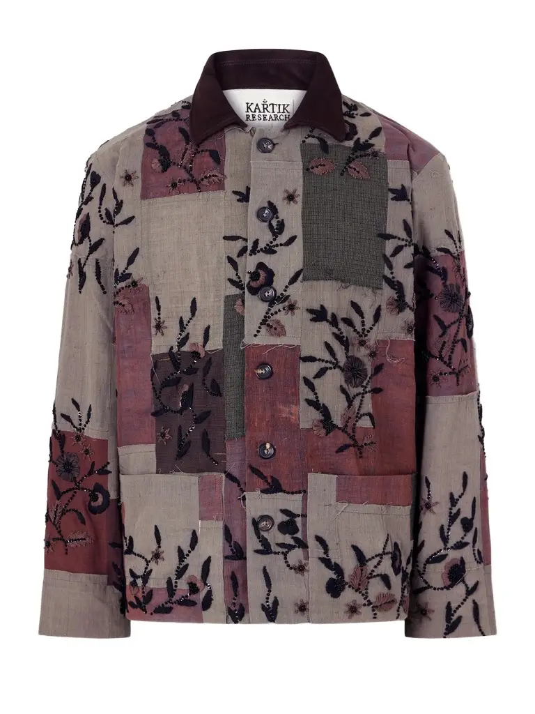 Kartik Research Embroidered Patchwork Suede-Trimmed Cotton Chore Jacket - Men