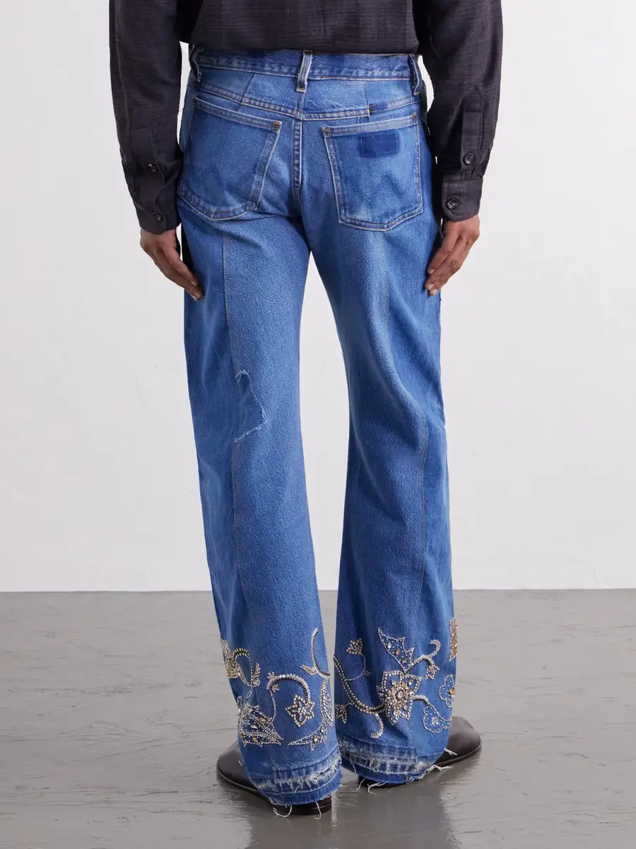 Kartik Research Straight-Leg Distressed Bead-Embellished Jeans - Men | Thumbnail 4 Kartik Research Straight-Leg Distressed Bead-Embellished Jeans - Men | Thumbnail 4