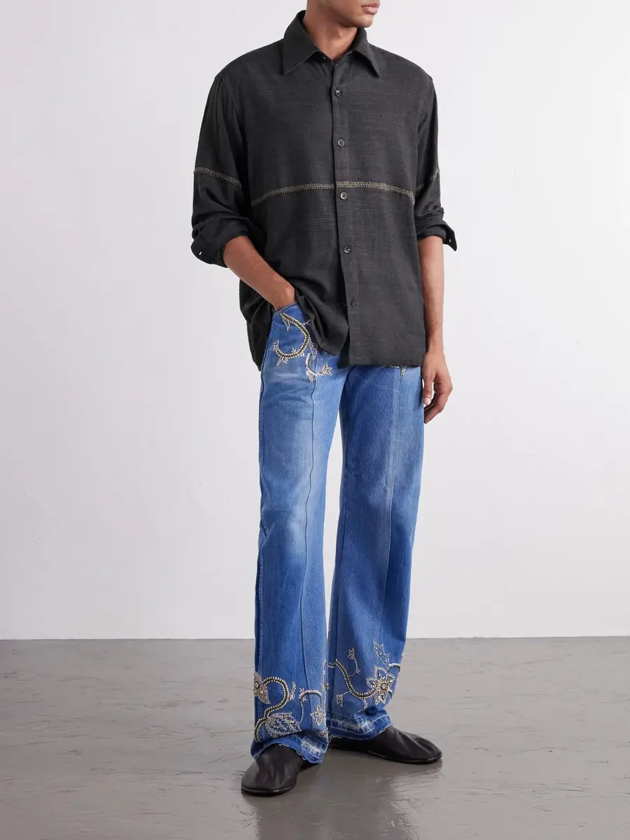 Kartik Research Rabari Embroidered Cotton Shirt - Men | Thumbnail 2 Kartik Research Rabari Embroidered Cotton Shirt - Men | Thumbnail 2