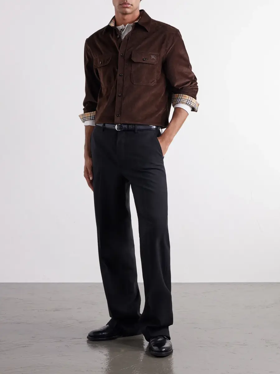 Burberry Logo-Embroidered Cotton-Corduroy Shirt - Men | Thumbnail 2