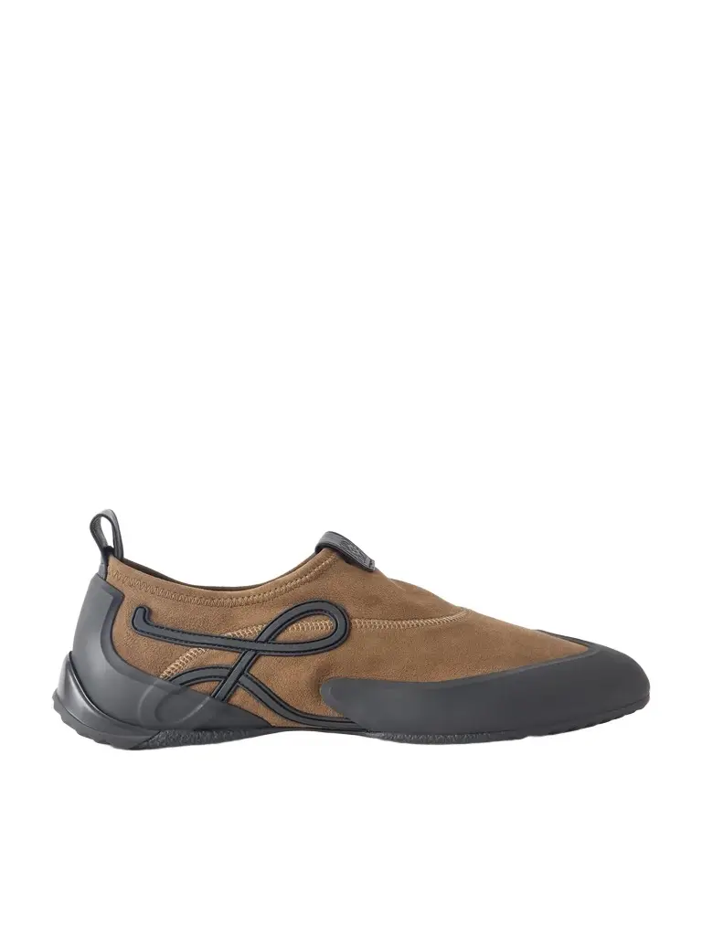 Loewe Grip Aqua Rubber-Trimmed Stretch Suede Sneakers - Men