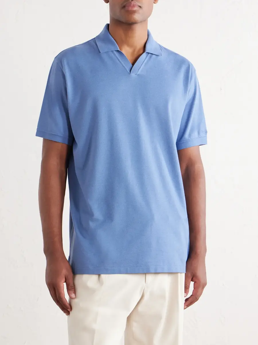 Ralph Lauren Purple Label Johnny-Collar Cotton and Cashmere-Blend Piqué Polo Shirt - Men | Thumbnail 3 Ralph Lauren Purple Label Johnny-Collar Cotton and Cashmere-Blend Piqué Polo Shirt - Men | Thumbnail 3