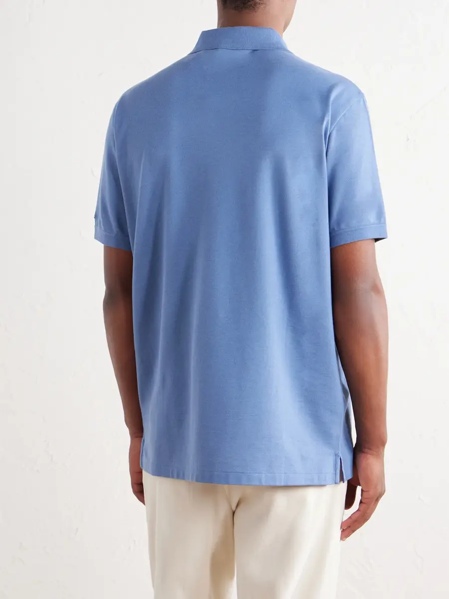Ralph Lauren Purple Label Johnny-Collar Cotton and Cashmere-Blend Piqué Polo Shirt - Men | Thumbnail 4 Ralph Lauren Purple Label Johnny-Collar Cotton and Cashmere-Blend Piqué Polo Shirt - Men | Thumbnail 4