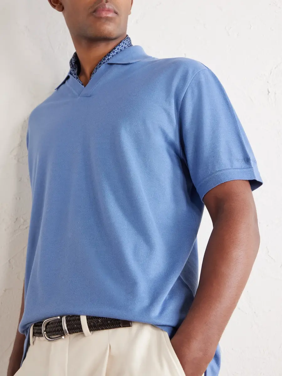 Ralph Lauren Purple Label Johnny-Collar Cotton and Cashmere-Blend Piqué Polo Shirt - Men | Thumbnail 5 Ralph Lauren Purple Label Johnny-Collar Cotton and Cashmere-Blend Piqué Polo Shirt - Men | Thumbnail 5