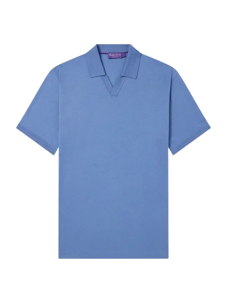 Ralph Lauren Purple Label Johnny-Collar Cotton and Cashmere-Blend Piqué Polo Shirt - Men