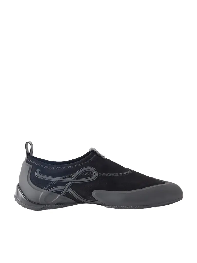 Loewe Grip Aqua Rubber-Trimmed Stretch Suede Sneakers - Men