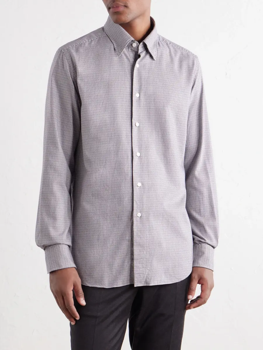 Slowear Glanshirt Button-Down Collar Houndstooth Cotton Shirt - Men | Thumbnail 3 Slowear Glanshirt Button-Down Collar Houndstooth Cotton Shirt - Men | Thumbnail 3