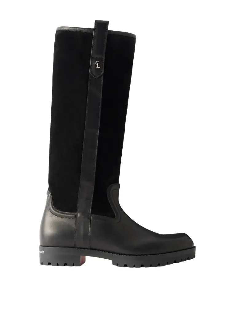 Christian Louboutin Leather-Trimmed Suede Biker Boots - Men