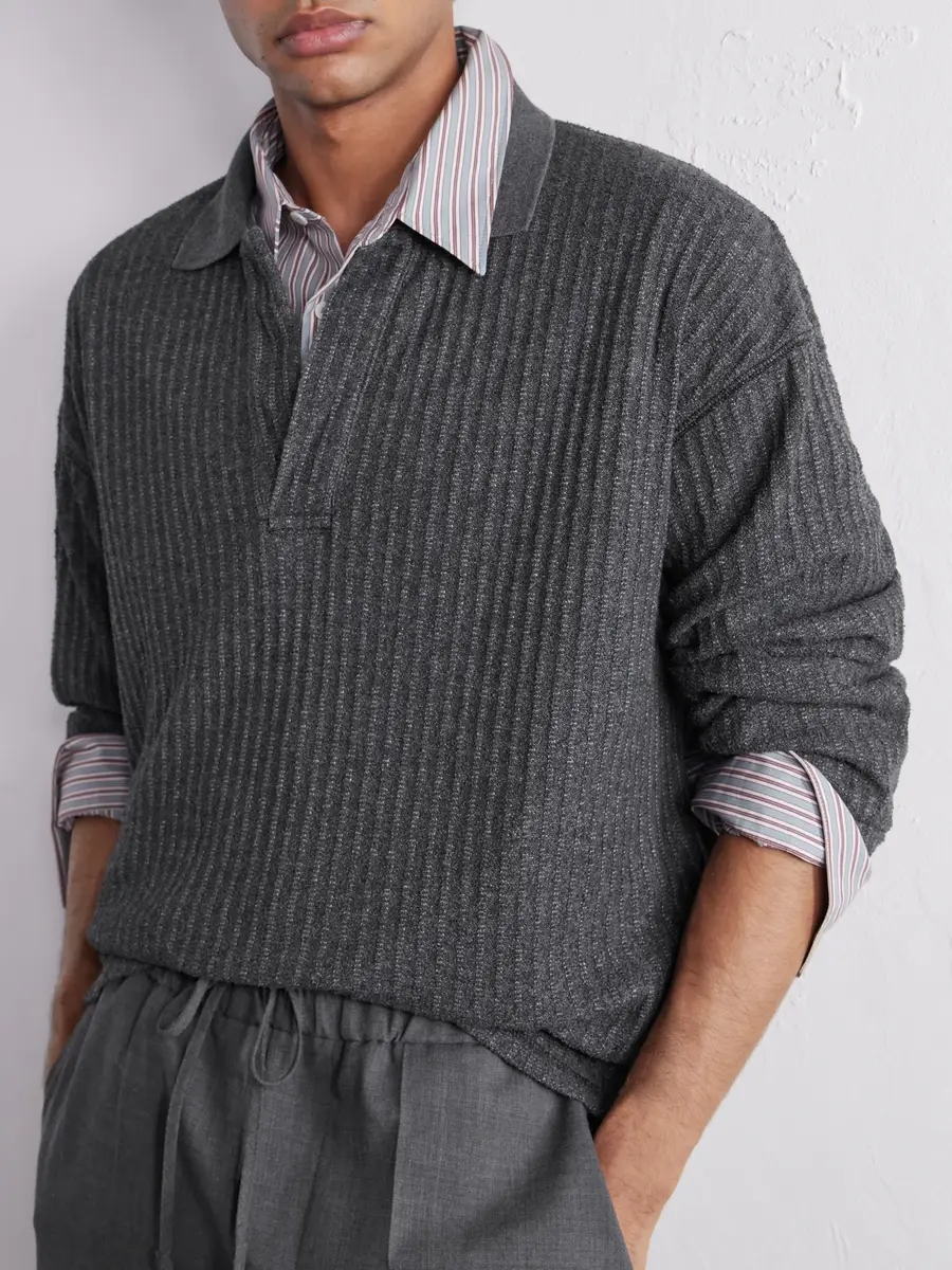 mfpen Rolodex Bouclé Polo Sweatshirt - Men | Thumbnail 5 mfpen Rolodex Bouclé Polo Sweatshirt - Men | Thumbnail 5