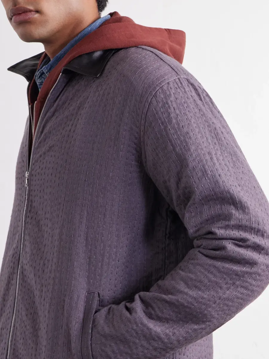 Kartik Research Kantha Leather-Trimmed Embroidered Cotton Blouson Jacket - Men | Thumbnail 5 Kartik Research Kantha Leather-Trimmed Embroidered Cotton Blouson Jacket - Men | Thumbnail 5