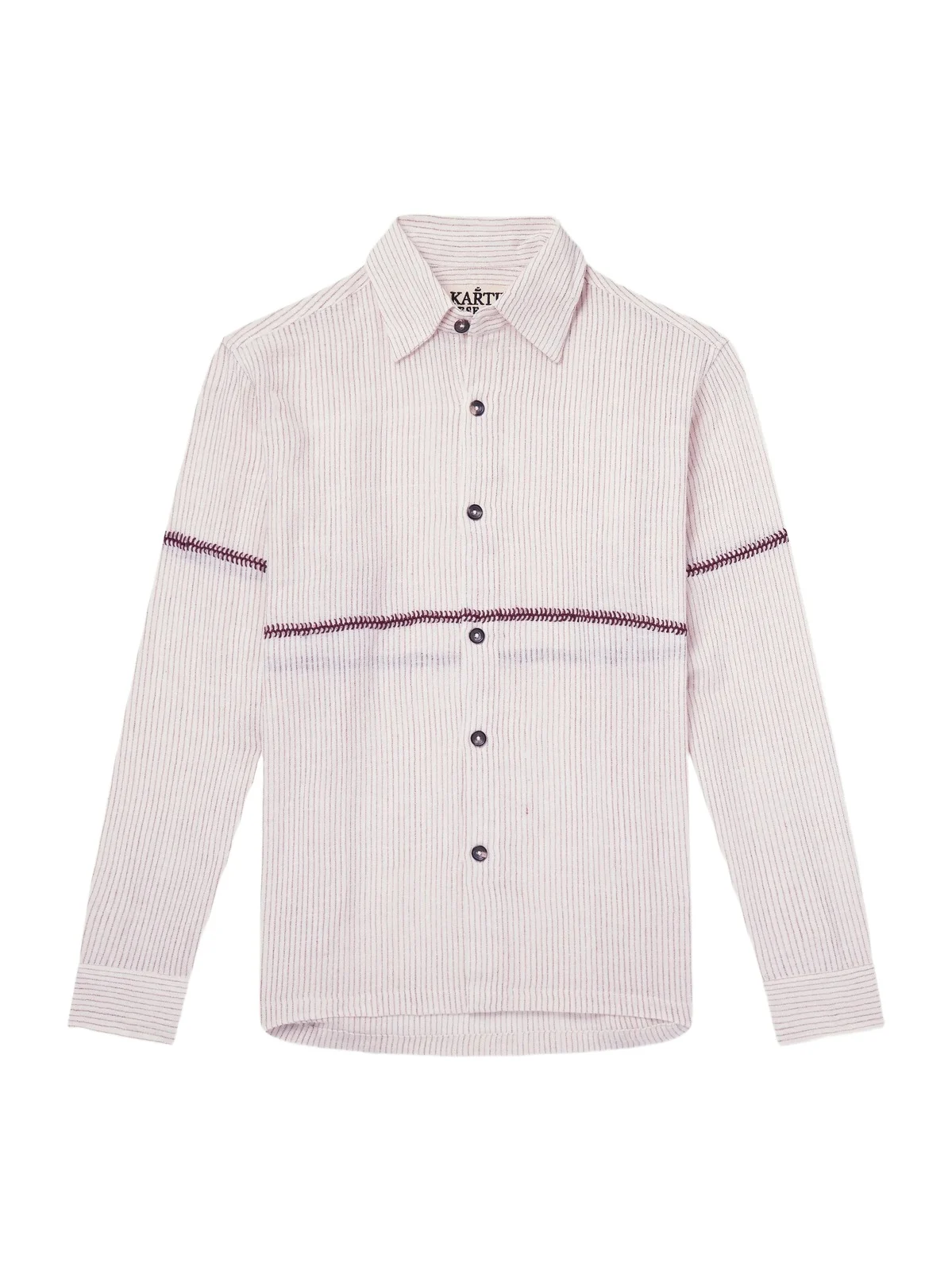 Kartik Research Rabari Embroidered Pinstriped Cotton Shirt - Men