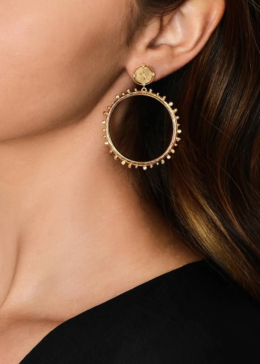 Anabel Aram Jewelry Butterfly Coin Molten Hoop Earrings | Thumbnail 2 Anabel Aram Jewelry Butterfly Coin Molten Hoop Earrings | Thumbnail 2