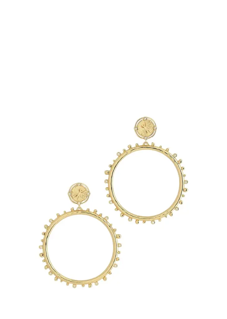 Anabel Aram Jewelry Butterfly Coin Molten Hoop Earrings