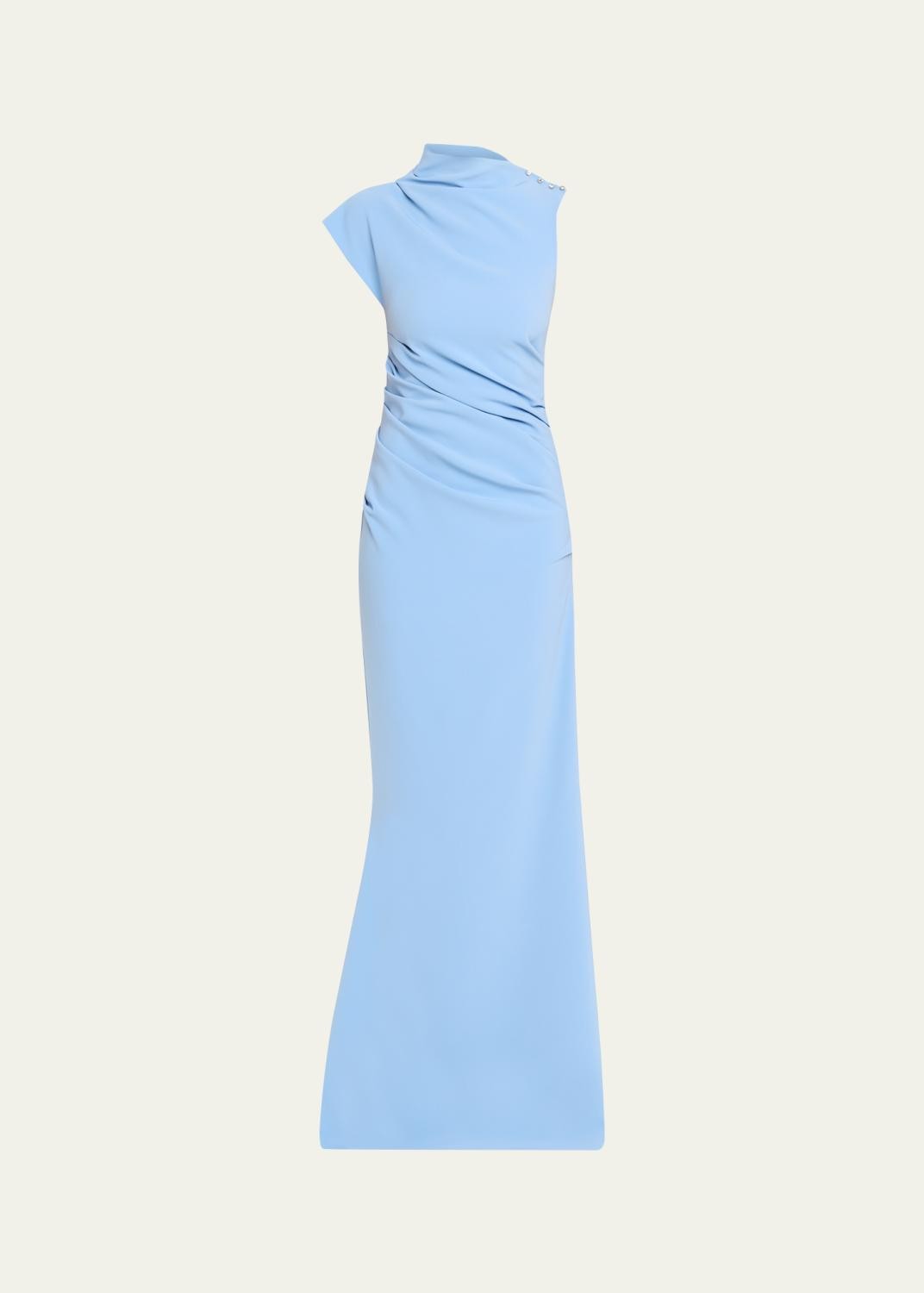 Atelier Prabal Gurung Ashley Mock-Neck Draped Trumpet Gown