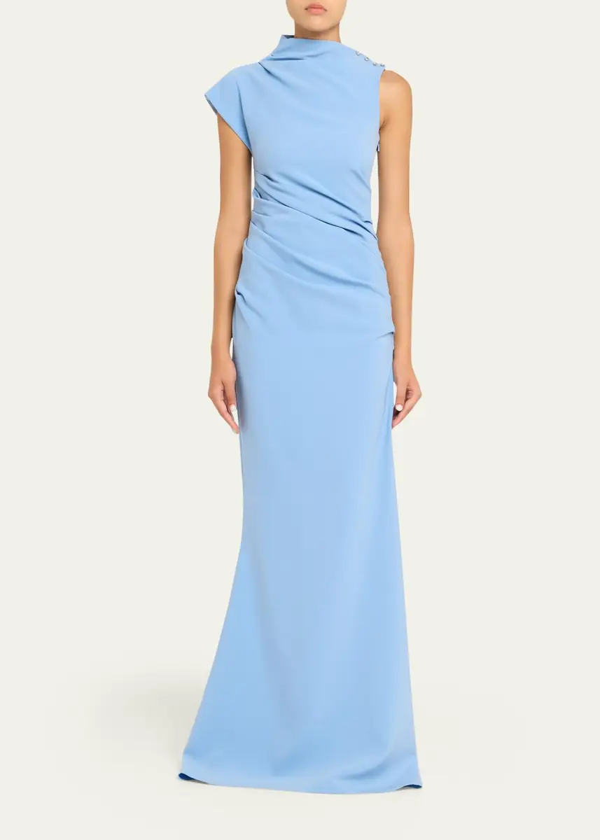 Atelier Prabal Gurung Ashley Mock-Neck Draped Trumpet Gown | Thumbnail 2