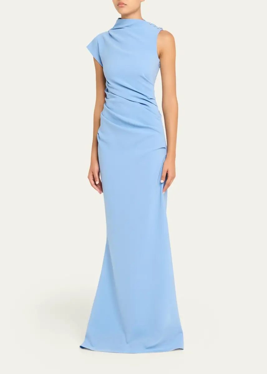 Atelier Prabal Gurung Ashley Mock-Neck Draped Trumpet Gown | Thumbnail 4