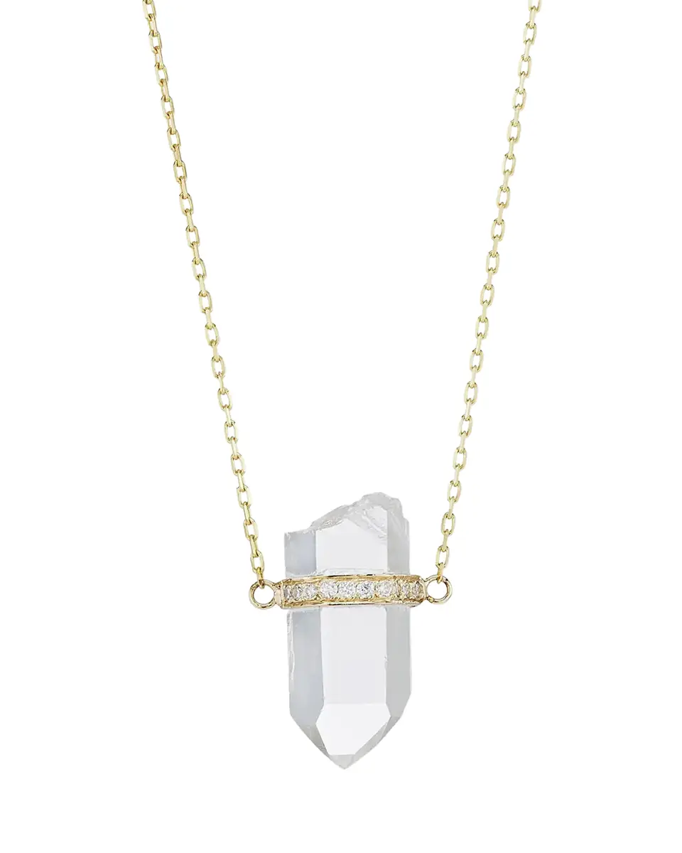 JIA JIA 14k Yellow Gold Crystal Quartz and Diamond Bar Necklace | Thumbnail 2 JIA JIA 14k Yellow Gold Crystal Quartz and Diamond Bar Necklace | Thumbnail 2