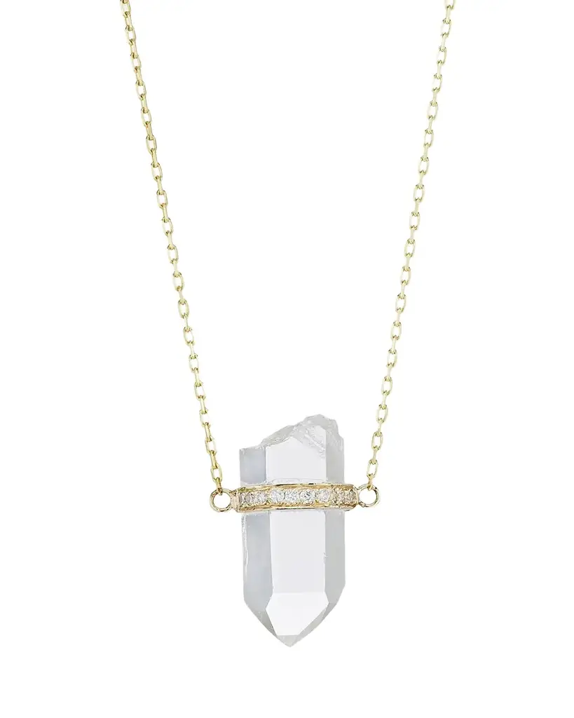 JIA JIA 14k Yellow Gold Crystal Quartz and Diamond Bar Necklace