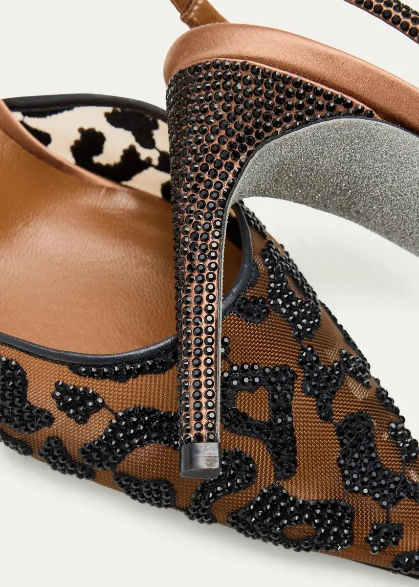 René Caovilla 80mm Leopard Embellished Mesh Slingback Pumps | Thumbnail 5 René Caovilla 80mm Leopard Embellished Mesh Slingback Pumps | Thumbnail 5
