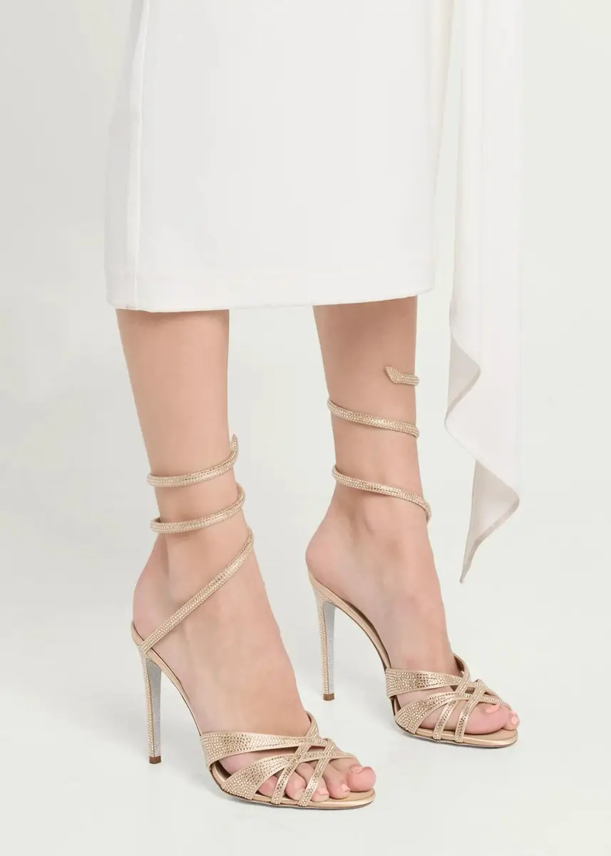 René Caovilla 100mm Embellished Satin Ankle-Wrap Sandals | Thumbnail 2 René Caovilla 100mm Embellished Satin Ankle-Wrap Sandals | Thumbnail 2