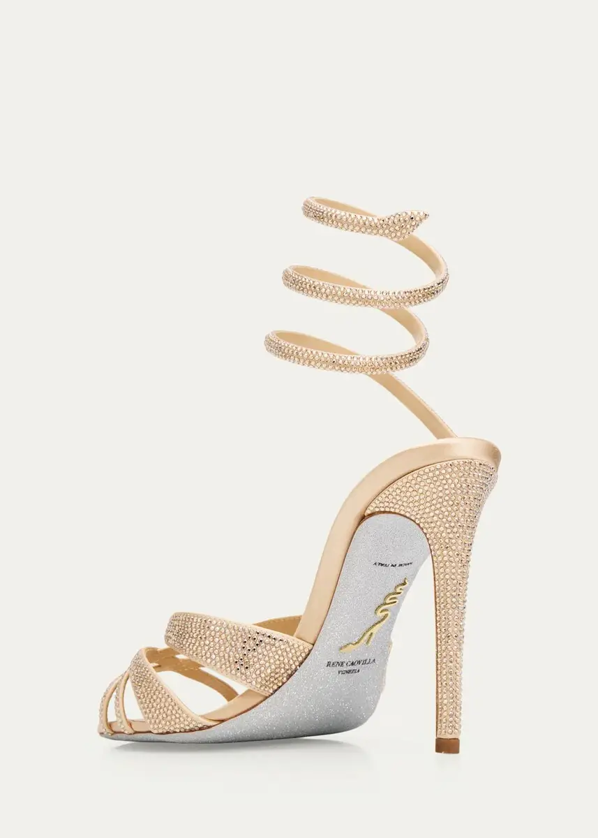 René Caovilla 100mm Embellished Satin Ankle-Wrap Sandals | Thumbnail 4 René Caovilla 100mm Embellished Satin Ankle-Wrap Sandals | Thumbnail 4