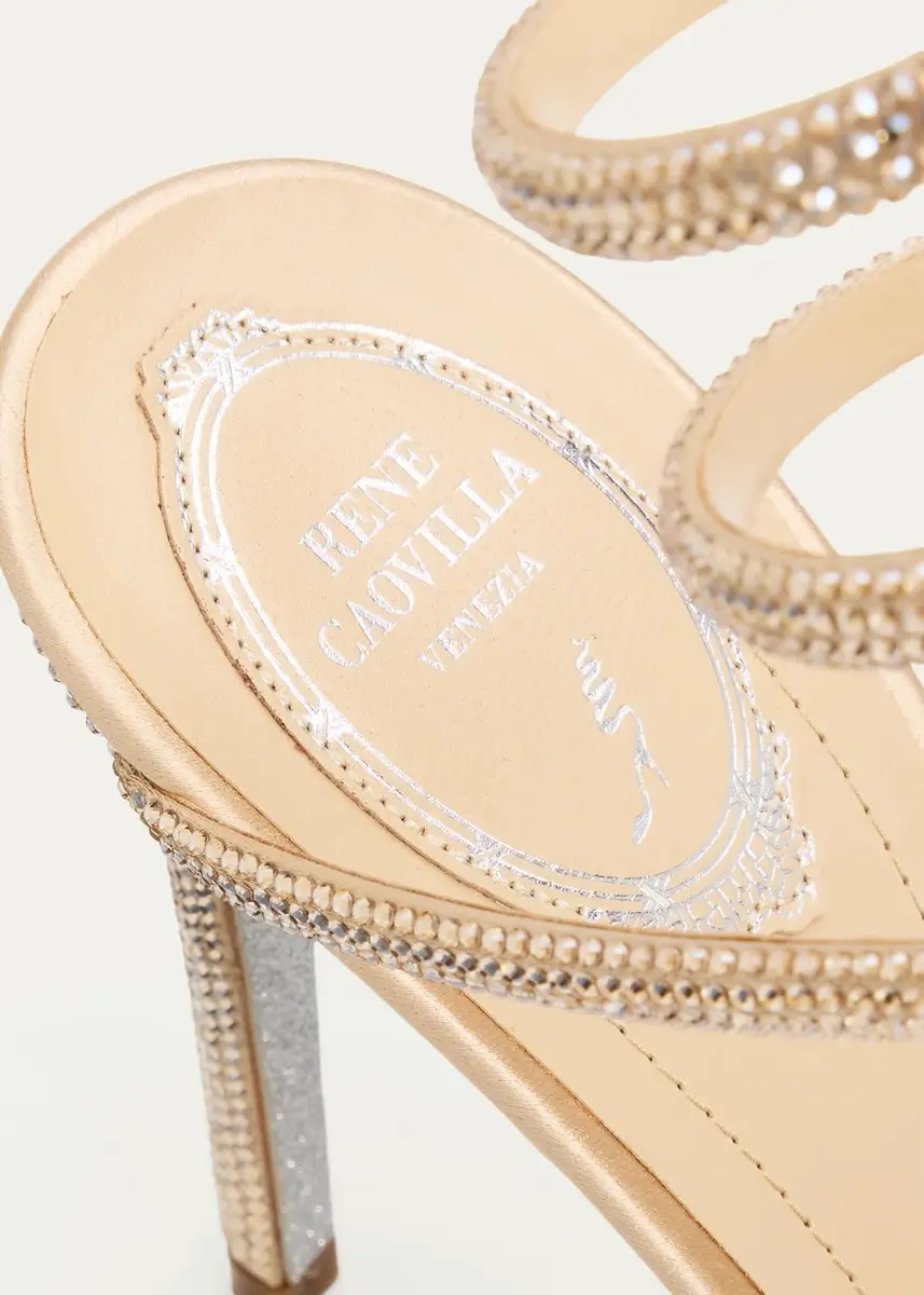 René Caovilla 100mm Embellished Satin Ankle-Wrap Sandals | Thumbnail 5 René Caovilla 100mm Embellished Satin Ankle-Wrap Sandals | Thumbnail 5