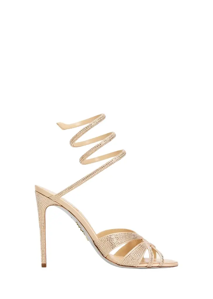 100mm Embellished Satin Ankle-Wrap Sandals 100mm Embellished Satin Ankle-Wrap Sandals