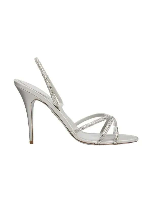 100mm Embellished Metallic Leather Sandals 100mm Embellished Metallic Leather Sandals