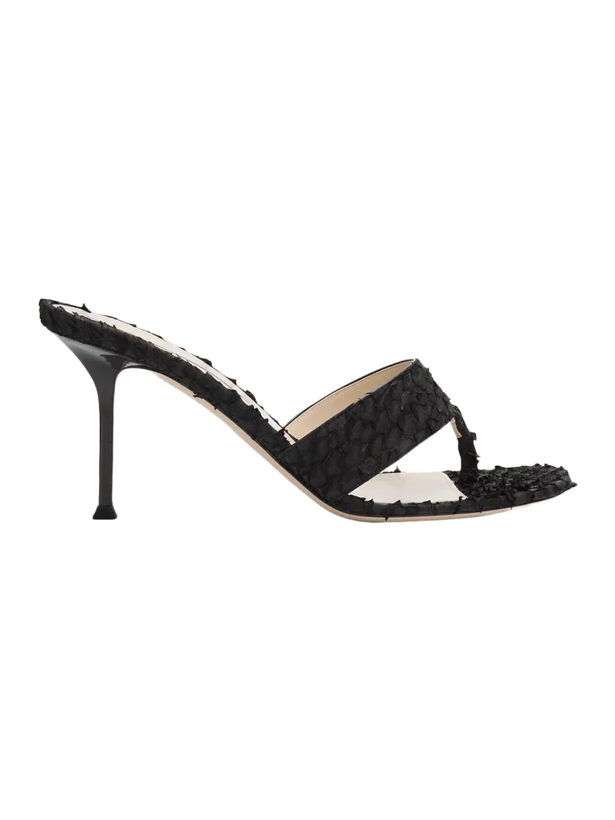 CHRISTEN 75mm Helix Python-Effect Leather Thong Sandals