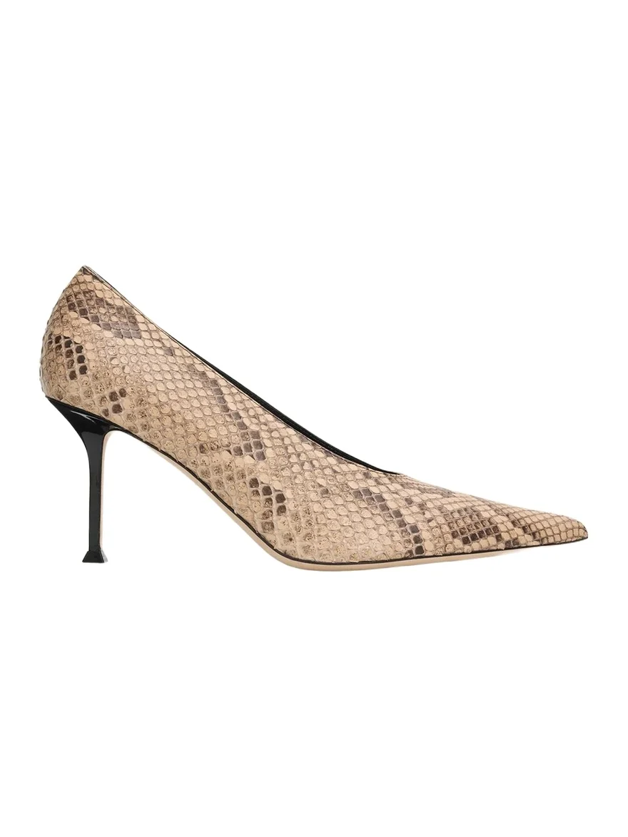 CHRISTEN 75mm Helix Snake-Printed Leather Pumps