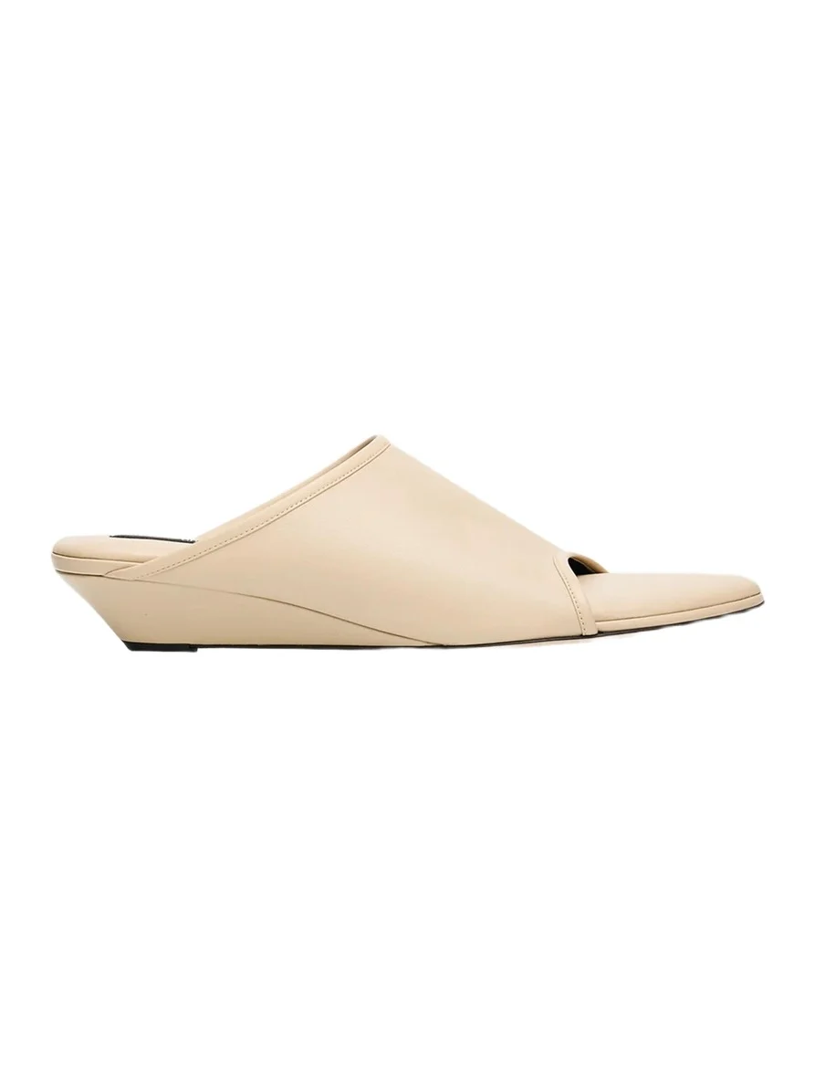CHRISTEN 75mm Stretch Leather Wedge Mules
