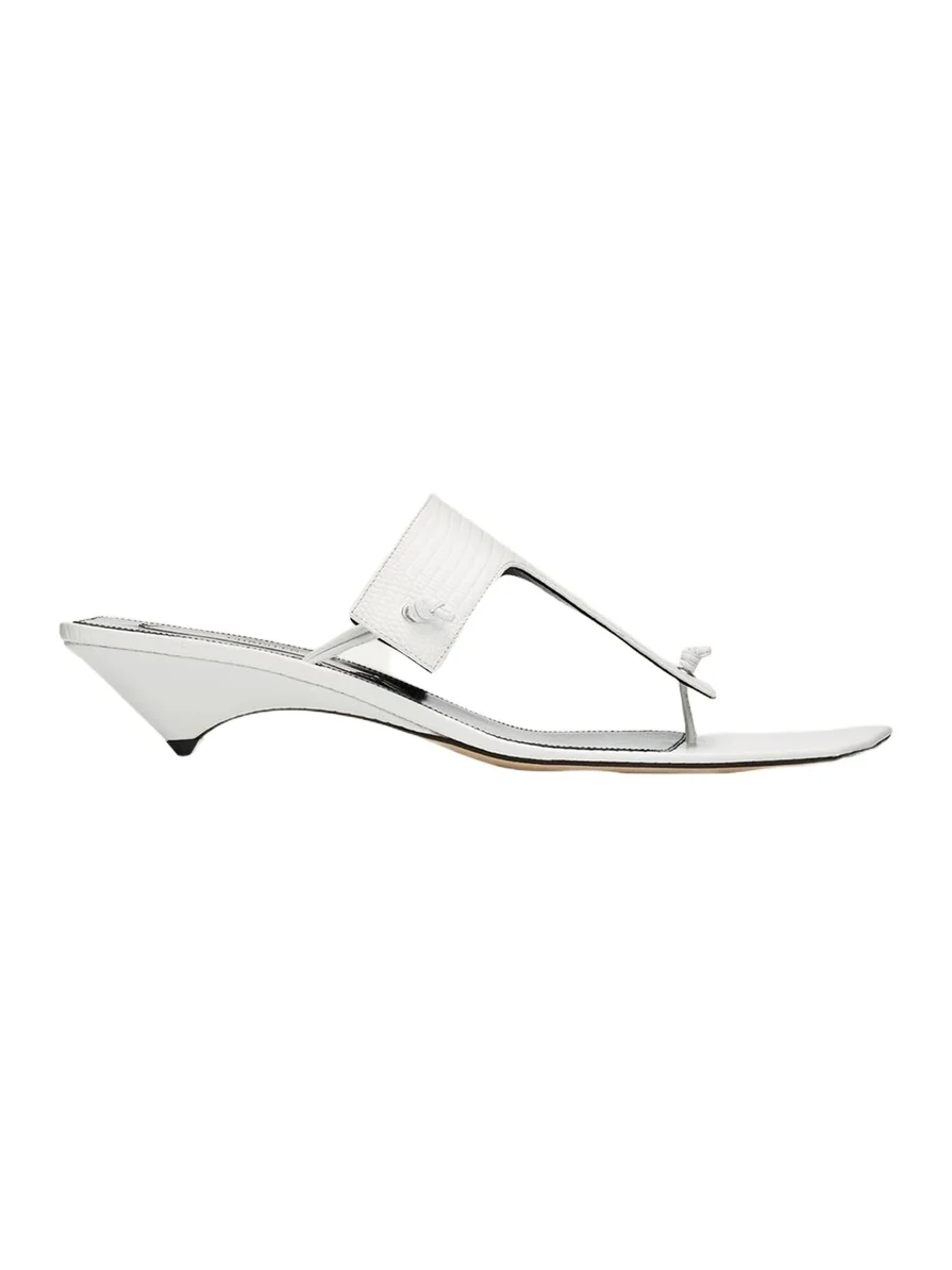 CHRISTEN 35mm Edge Lizard-Embossed Leather T-Strap Thong Sandals