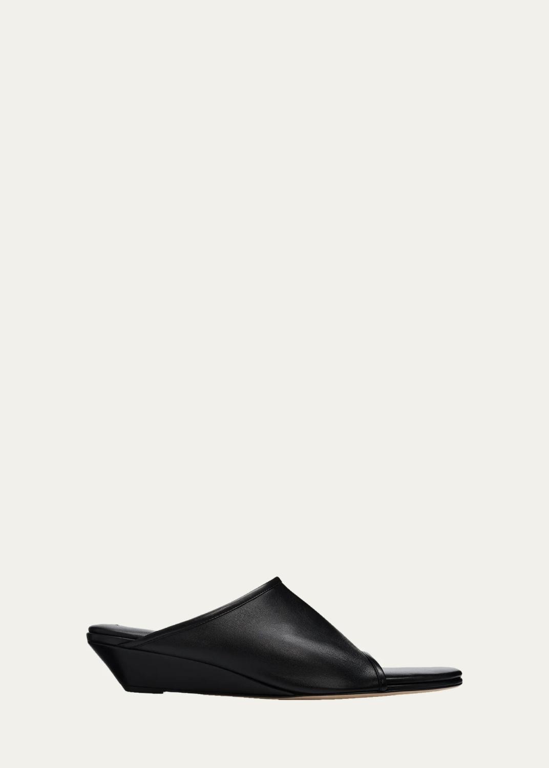 CHRISTEN 75mm Stretch Leather Wedge Mules