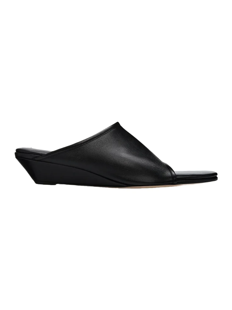 CHRISTEN 75mm Stretch Leather Wedge Mules