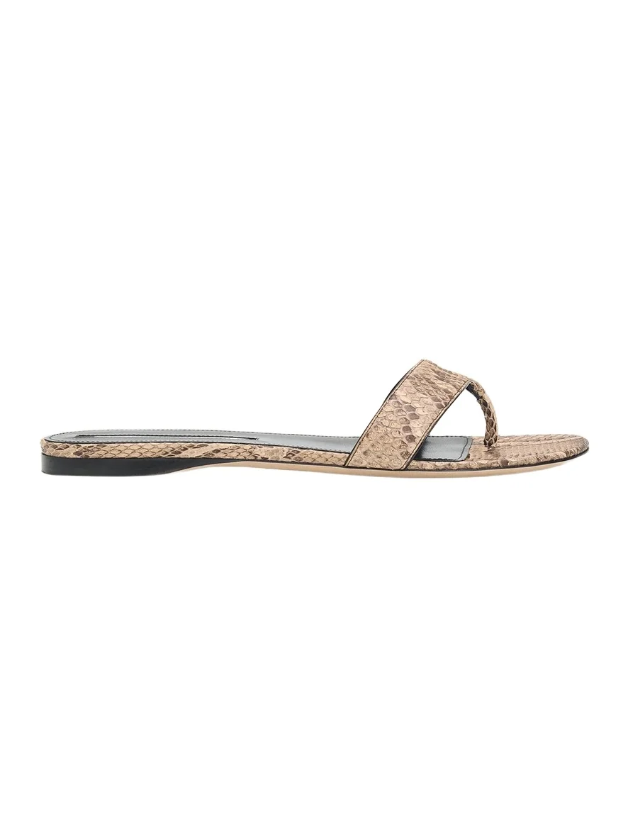 Helix Snake-Printed Leather Flat Thong Sandals Helix Snake-Printed Leather Flat Thong Sandals