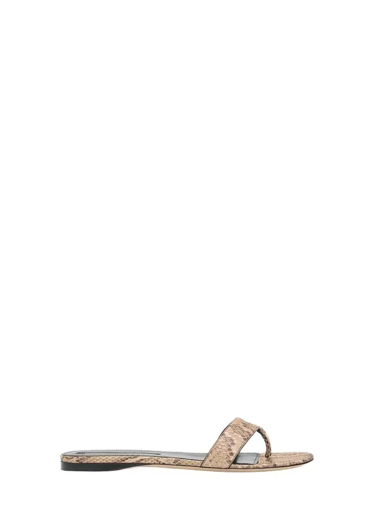CHRISTEN Helix Snake-Printed Leather Flat Thong Sandals