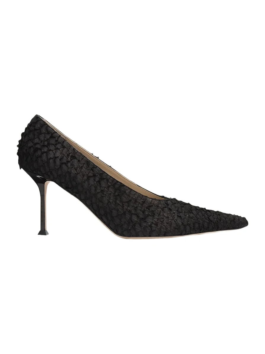 CHRISTEN 75mm Helix Python-Effect Leather Pumps