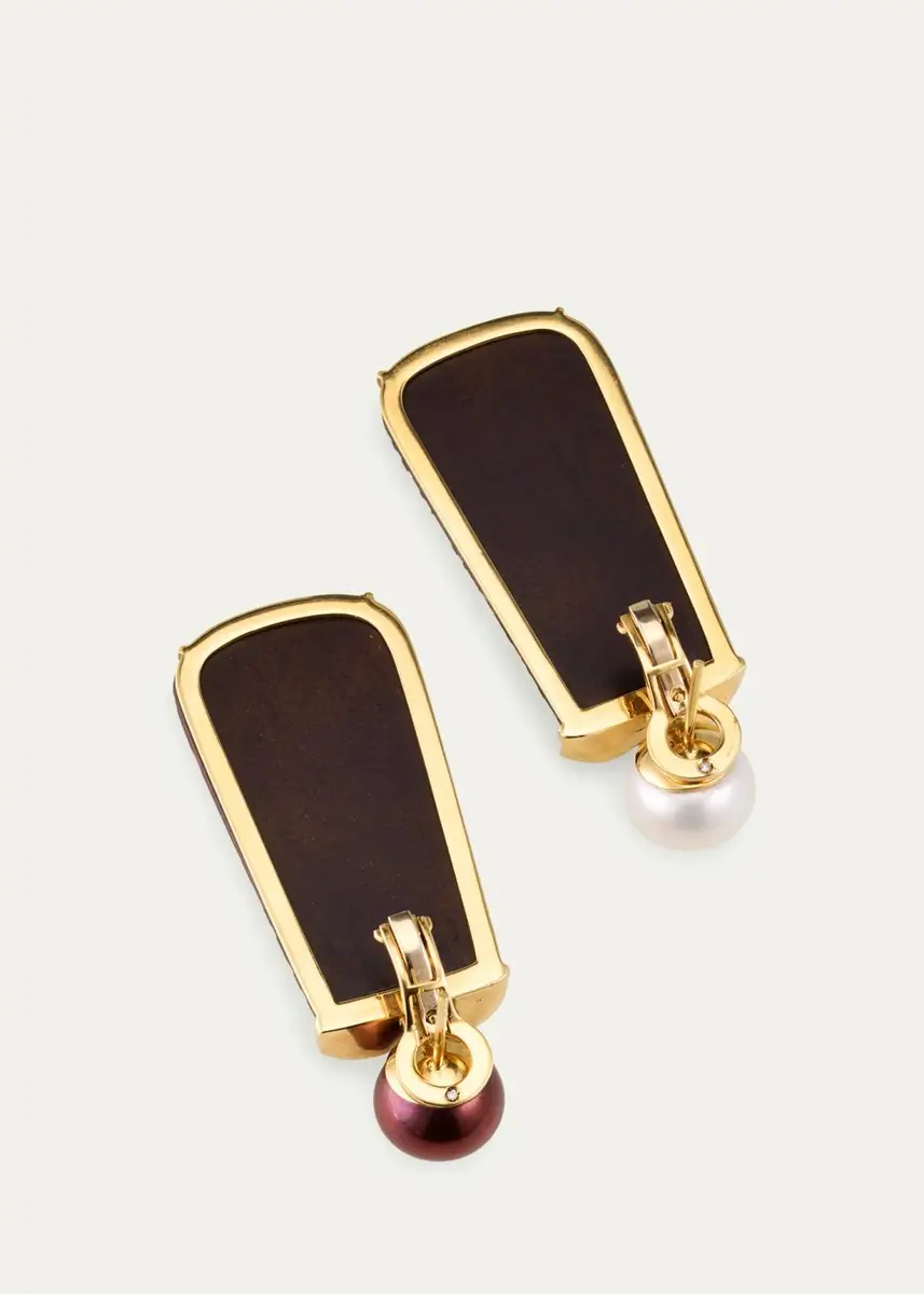 Silvia Furmanovich 18K Zebra Marquetry Drop Earrings with Pearls and Diamonds | Thumbnail 4 Silvia Furmanovich 18K Zebra Marquetry Drop Earrings with Pearls and Diamonds | Thumbnail 4