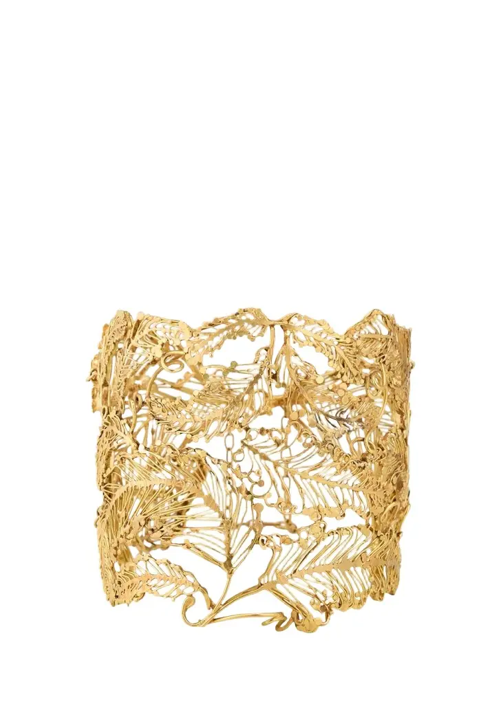 JUDY GEIB 18K Yellow Gold Fern Cuff Bracelet
