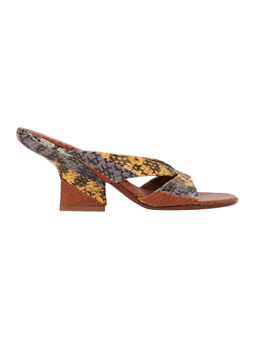 75mm Snake-Embossed Leather Mules 75mm Snake-Embossed Leather Mules