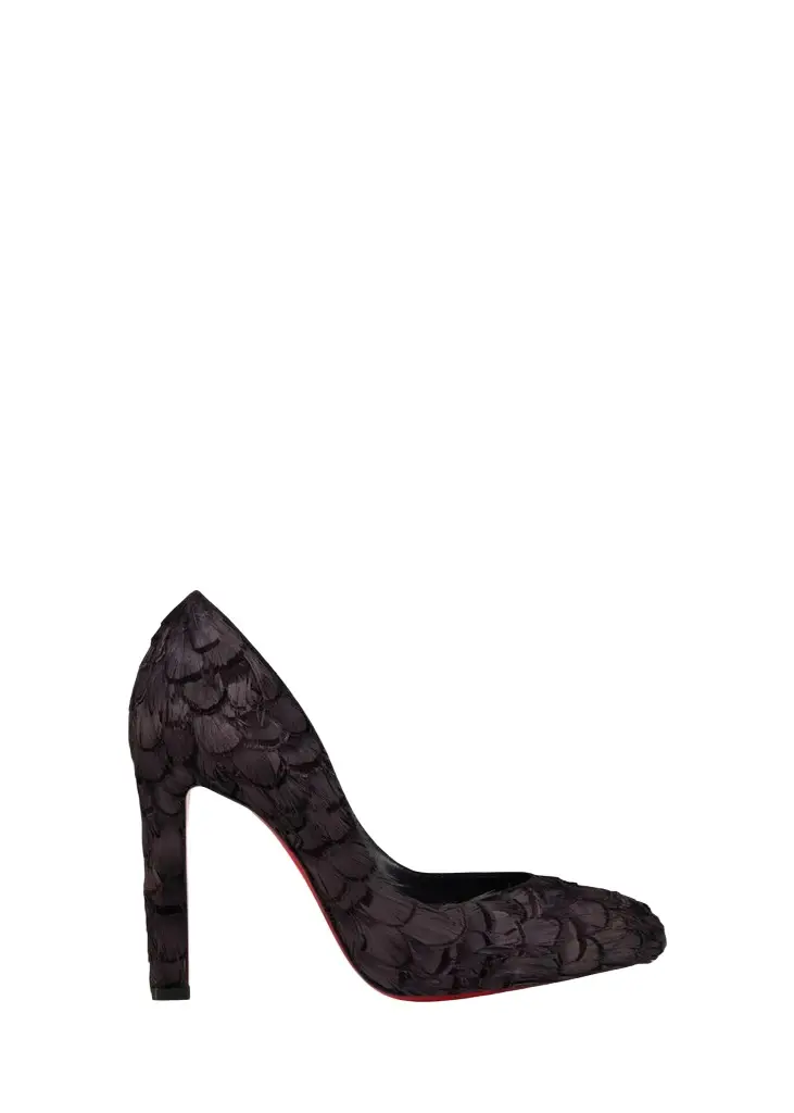 Christian Louboutin 100mm Fanny Silk Feather Pumps