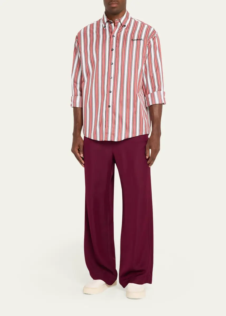 Sanderlak Men's Oversized Stripe Poplin Button-Down Shirt | Thumbnail 2