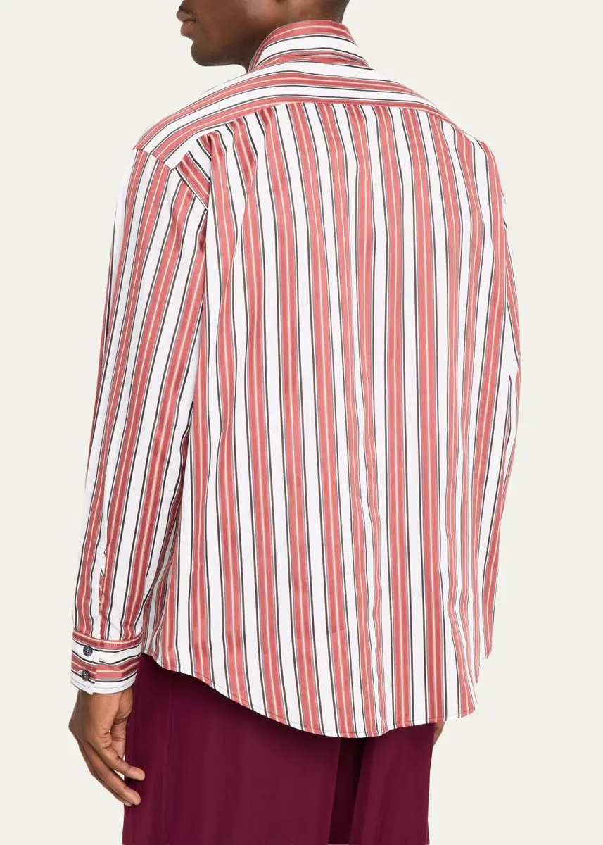 Sanderlak Men's Oversized Stripe Poplin Button-Down Shirt | Thumbnail 3